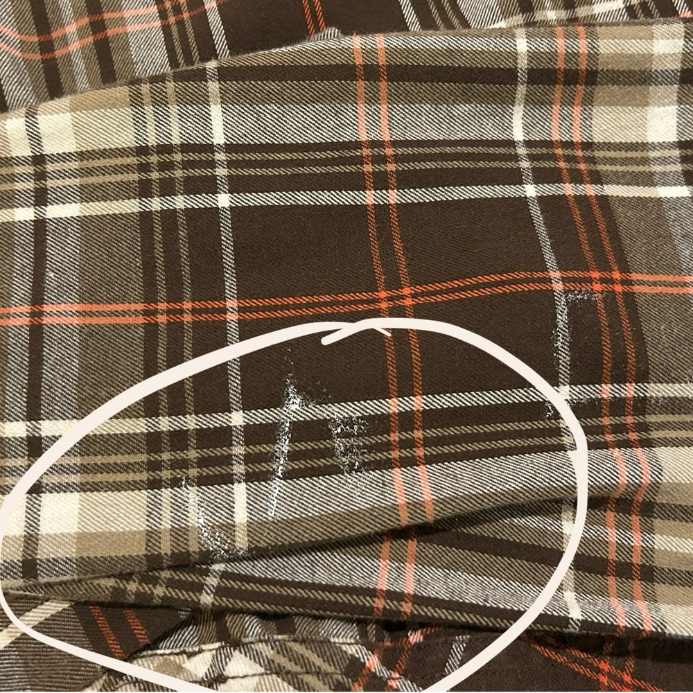 Vintage Roebuck & Co Pearl Snap Plaid Flannel Button-Down Shirt w/ Flaw - Picture 10 of 11